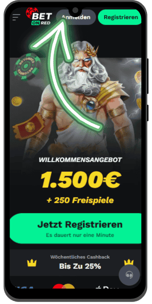 Klicken Sie Schaltfläche „Log In“ BetOnRed