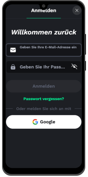 Geben Sie im Anmeldefenster BetOnRed
